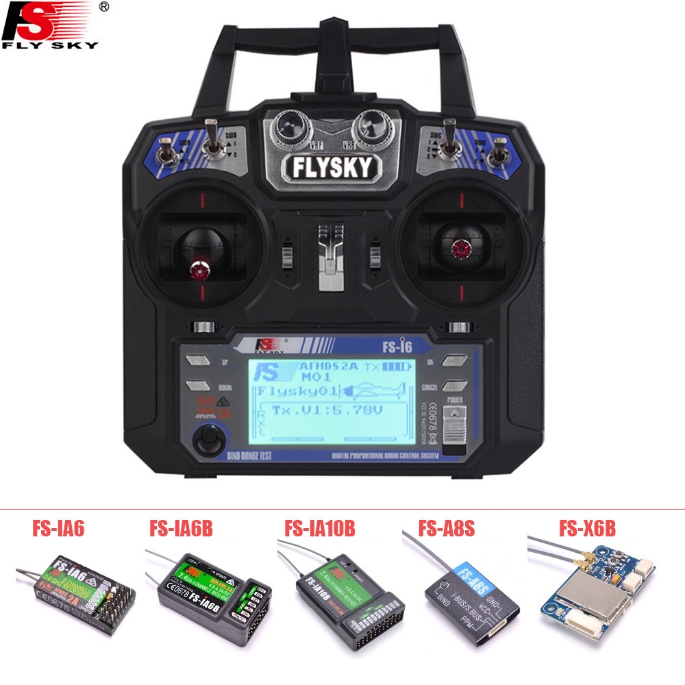 FLYSKY FS-i6 i6 2.4G 6CH AFHDS เครื่องส่งสัญญาณ iA6B X6B A8S R6B iA10B RX2A ตัวรับสัญญาณวิทยุ Contro