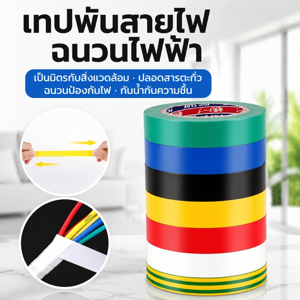 เทปพันสายไฟ เทปฉนวนผ้า เทปหุ้มสายไฟรถยนต์ กว้าง 16 มม. ยาว 10 เมตร ทนความร้อนสูง ฉีกด้วยมือได้ T0008