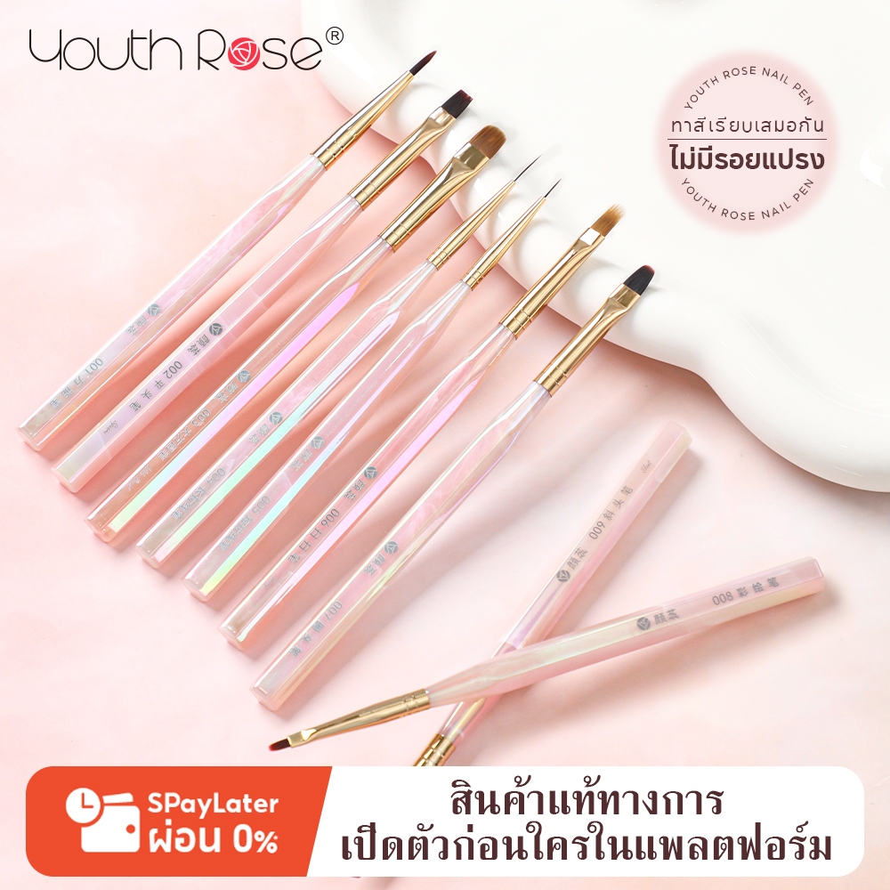 Youth Rose คุณเยาวชนกุหลาบชุดปากกาทําเล็บมืออาชีพชุดเต็มหัวกลมส่องไฟสายดึงปากกาสีภาพวาดดอกไม้ทุ่มเทสากลไล่โทนสีปากกากวาด ปากกาทำเล็บแบบแสงบำบัด