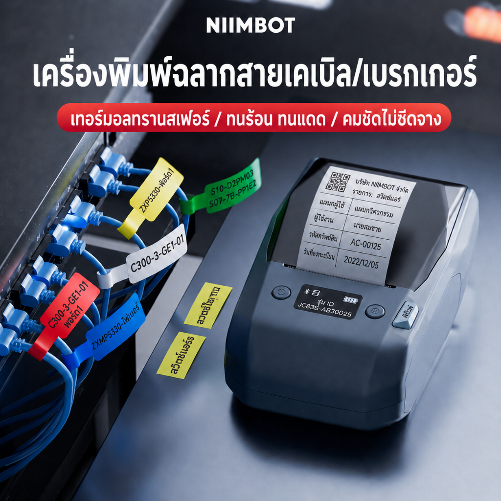 NIIMBOT M2 เครื่องพิมพ์ฉลากสายเคเบิล สำหรับงานวิศวกรรมกลางแจ้ง การจัดการเครือข่ายสื่อสาร/สายไฟ