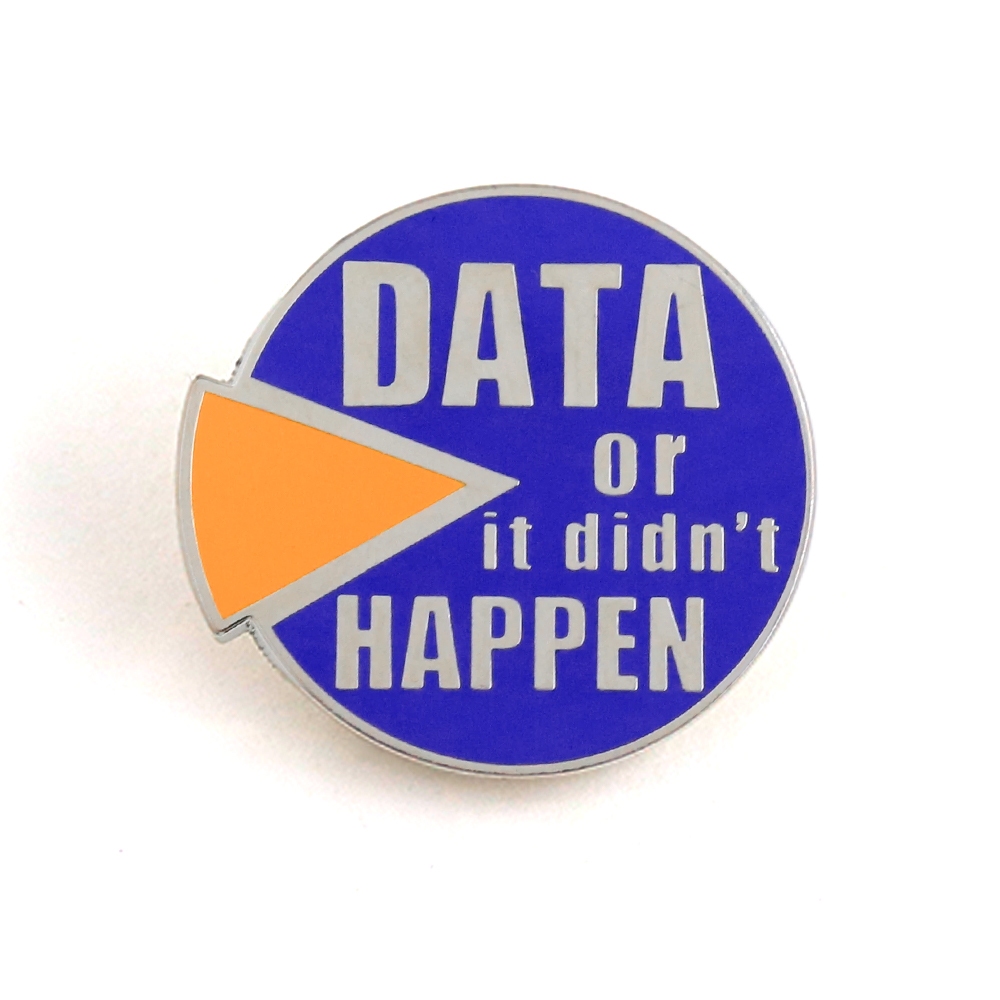 Data Or It Didn ไม่ใช่ Happen Pie Chart เข็มกลัดเคลือบ, ตลก Analyst เข็มกลัด, สีฟ้าสีส้มรอบ Lapel Pi