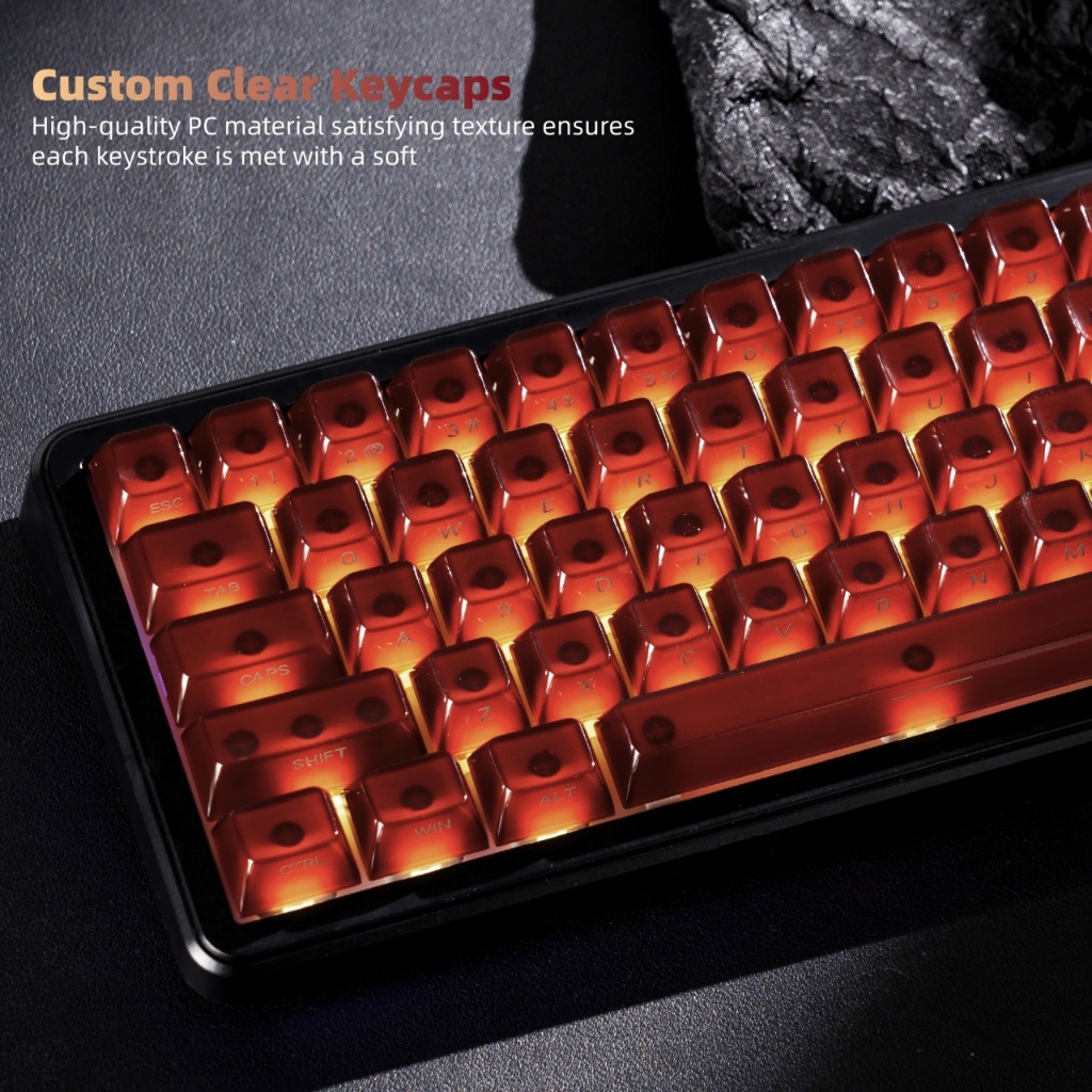 Womier Jelly Wine Red 115 คีย์ MDA โปรไฟล์ด้านข้างพิมพ์ Custom Shine ผ่าน Keycaps สําหรับ Cherry MX/Outemu/Gateron คีย์บอร์ดแบบกลไก