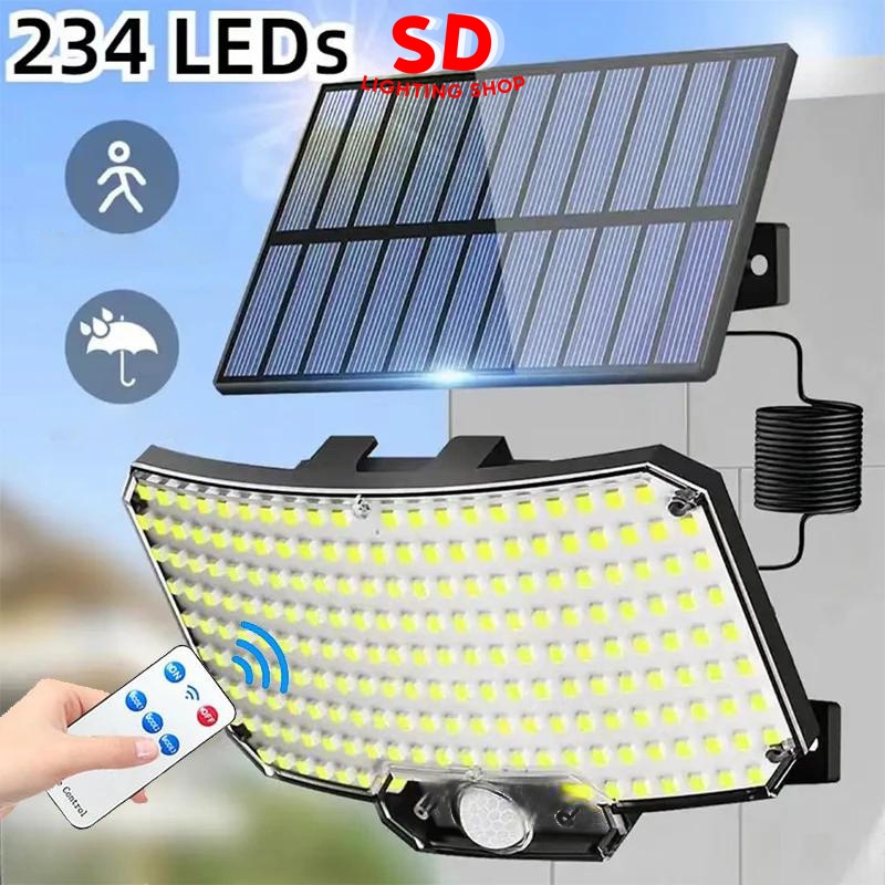 SD โคมไฟพลังงานแสงอาทิตย์สีขาว หลอดประหยัดพลังงาน 234 leds โคมไฟถนนเหนี่ยวนำอัตโนมัติ แยกไฟส่องสว่าง