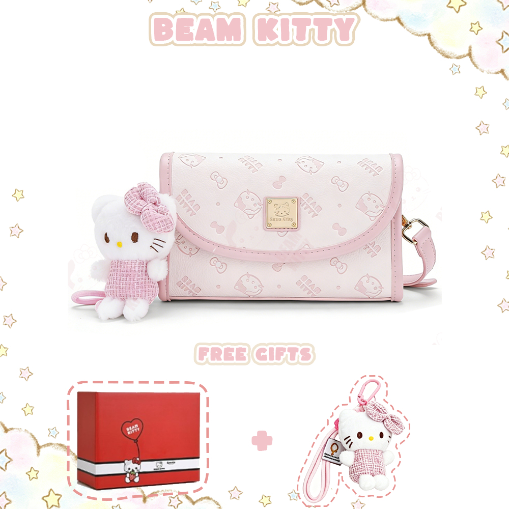 Beam Kitty กระเป๋าสะพายไหล่เดียวสไตล์ใหม่ สไตล์ Girly สีชมพู แฟชั่นเข้ากันทั้งหมด กระเป๋าถือขนาดเล็กทรงสี่เหลี่ยม