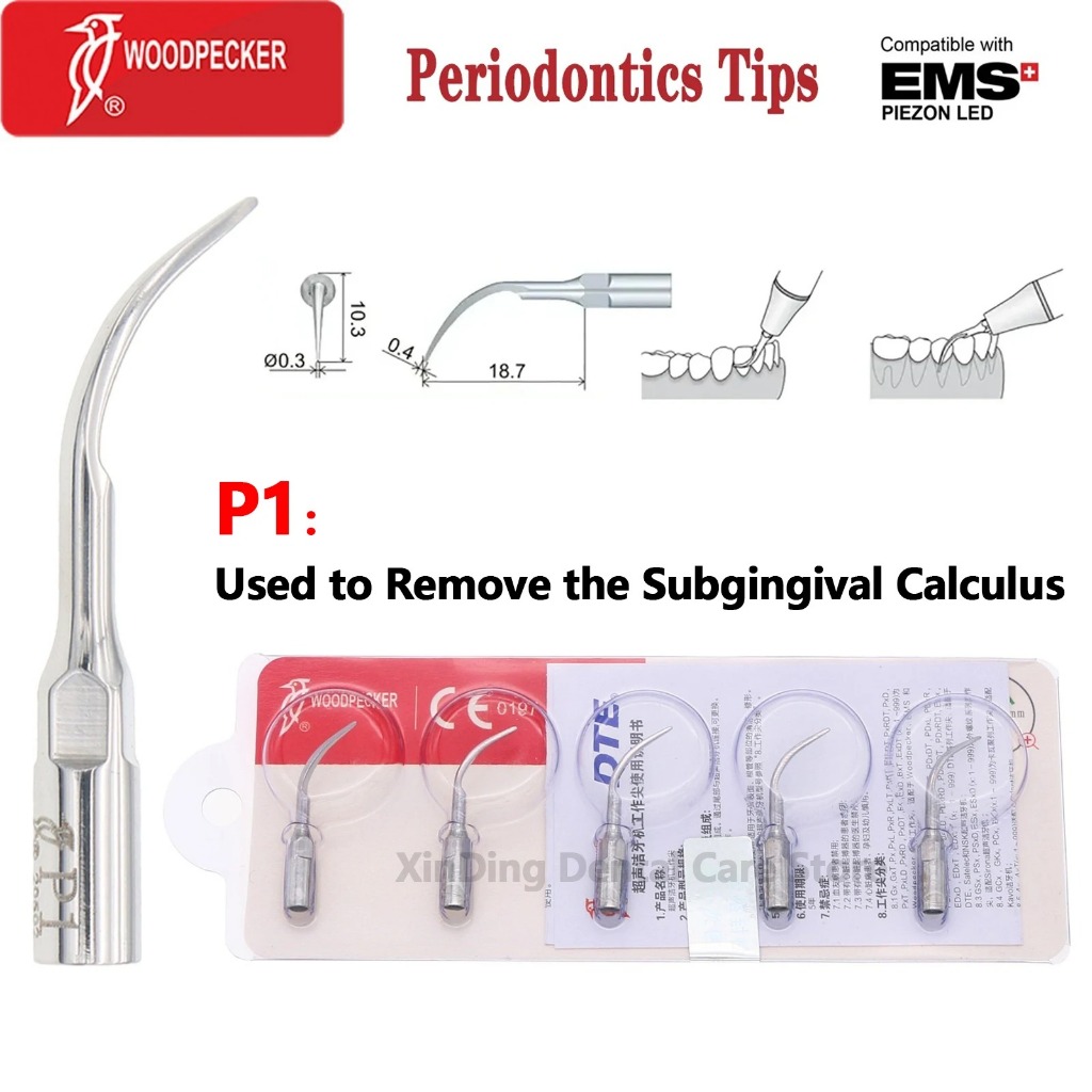 นกหัวขวาน P1 Ultrasonic Scaler เคล็ดลับ 5 ชิ้นปลายปริทันต์ใช้งานร่วมกับ EMS Mectron ทันตกรรม Scaler 