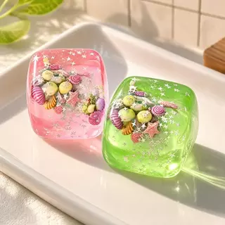 [ก้อนน้ำแข็งมหัศจรรย์] Ice CUBE Squishy ของเล่นโปร่งใส Soft ยืดหยุ่นเกล็ดหิมะความเครียด Ball Maltose Cube Squishy Calming Satisfaction สําหรับเด็กผู้ใหญ่