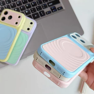 【Large Window/Dopamine Water Ripple/Silicone hard case/Purple】เคส compatible for iPhone 14 15 16 17 pro max case