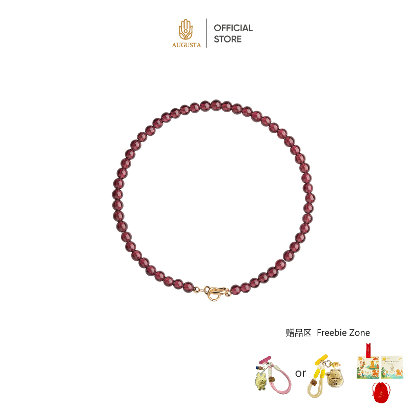 [Augusta] พร้อมส่ง กำไลโกเมนแดงของขวัญเสริมดวง สีแดงสด เสริมพลังรักLucky Garnet NeckGift Garnet Choker