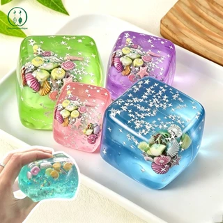 [ก้อนน้ำแข็งมหัศจรรย์] Ice CUBE Squishy ของเล่นโปร่งใส Soft ยืดหยุ่นเกล็ดหิมะความเครียด Ball Maltose Cube Squishy Calming Satisfaction สําหรับเด็กผู้ใหญ่