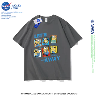 NASA เสื้อยืดชายหญิงแขนสั้น สไตล์ลำลอง summer ลูกน้อง พิมพ์ลาย t-shirt แบบหลวม คอกลม ยับยากไม่ต้องรีด