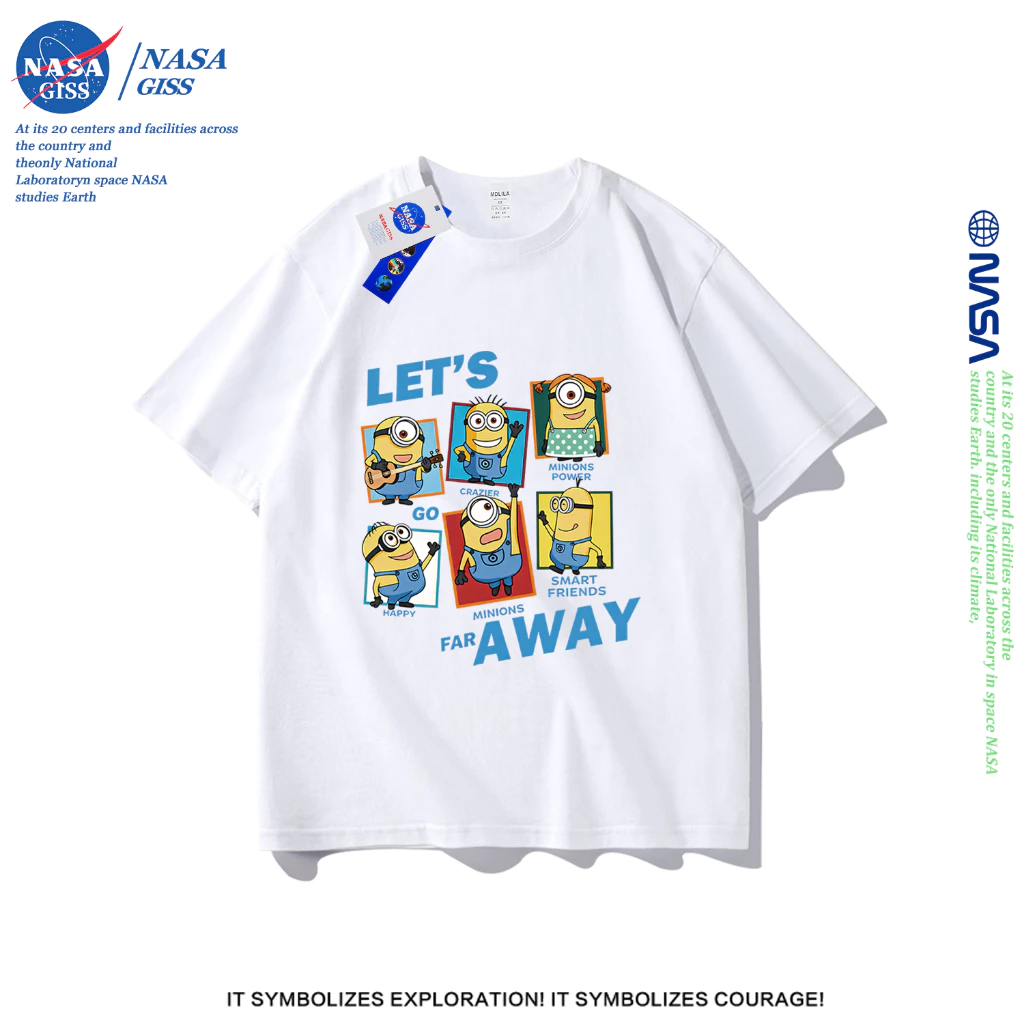 NASA เสื้อยืดชายหญิงแขนสั้น สไตล์ลำลอง summer ลูกน้อง พิมพ์ลาย t-shirt แบบหลวม คอกลม ยับยากไม่ต้องรีด