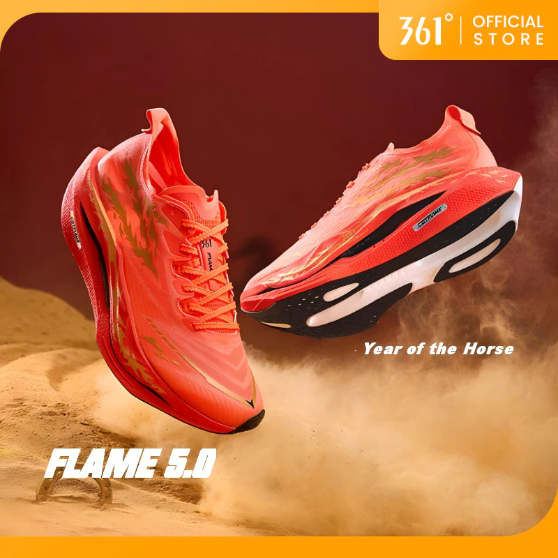 【361 Degrees】Flame 5.0│ผู้ชายผู้หญิง Professional Marathon Racing รองเท้าวิ่ง Breathable Rebound 672612213