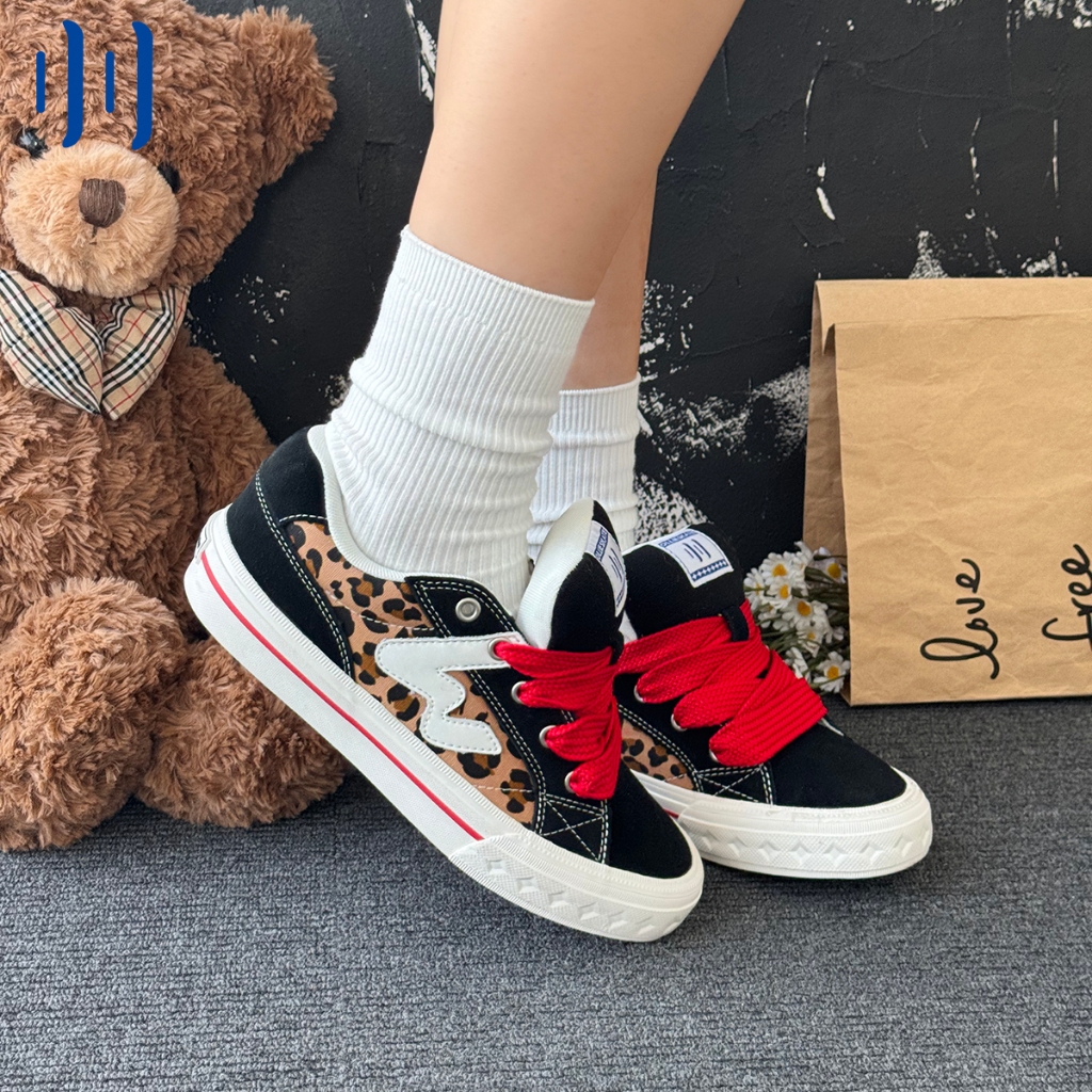 Bagel91017 Ollieskate Leopard Print Suede Canvas Stitching Fashion Casual Men Women Skateboard Shoes