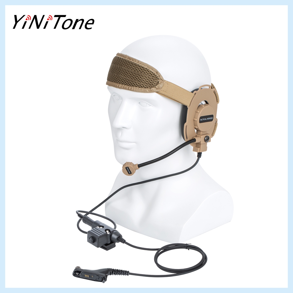 YiNiTone สีน้ําตาล HD03 Tac Bowman Elite II วิทยุชุดหูฟังไมโครโฟน U94 PTT อะแดปเตอร์สําหรับ Motorola