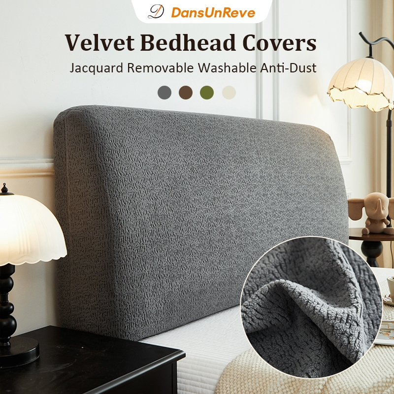 ผ้าคลุมหัวเตียง กำมะหยี่ ทำให้ข้น สีพื้น 5ฟุต 6 ฟุต Bed Headboares Bedside Cover