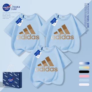 [กรุงเทพฯ จัดส่งภายในวันเดียว] นาซ่า ผ้าฝ้ายสีขาวระบายอากาศเสื้อยืดแบรนด์ดังพ่อแม่และลูกสวมใส่หลวมสบายๆครอบครัวสามแขนสั้น