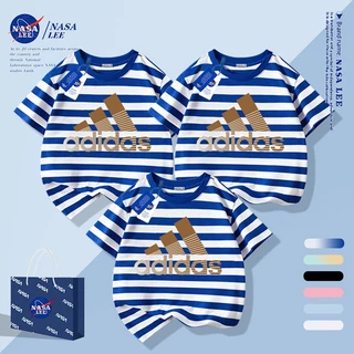 [กรุงเทพฯ จัดส่งภายในวันเดียว] นาซ่า ผ้าฝ้ายสีขาวระบายอากาศเสื้อยืดแบรนด์ดังพ่อแม่และลูกสวมใส่หลวมสบายๆครอบครัวสามแขนสั้น