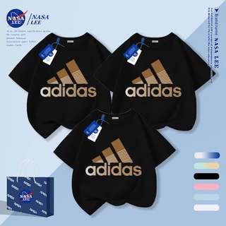[กรุงเทพฯ จัดส่งภายในวันเดียว] นาซ่า ผ้าฝ้ายสีขาวระบายอากาศเสื้อยืดแบรนด์ดังพ่อแม่และลูกสวมใส่หลวมสบายๆครอบครัวสามแขนสั้น