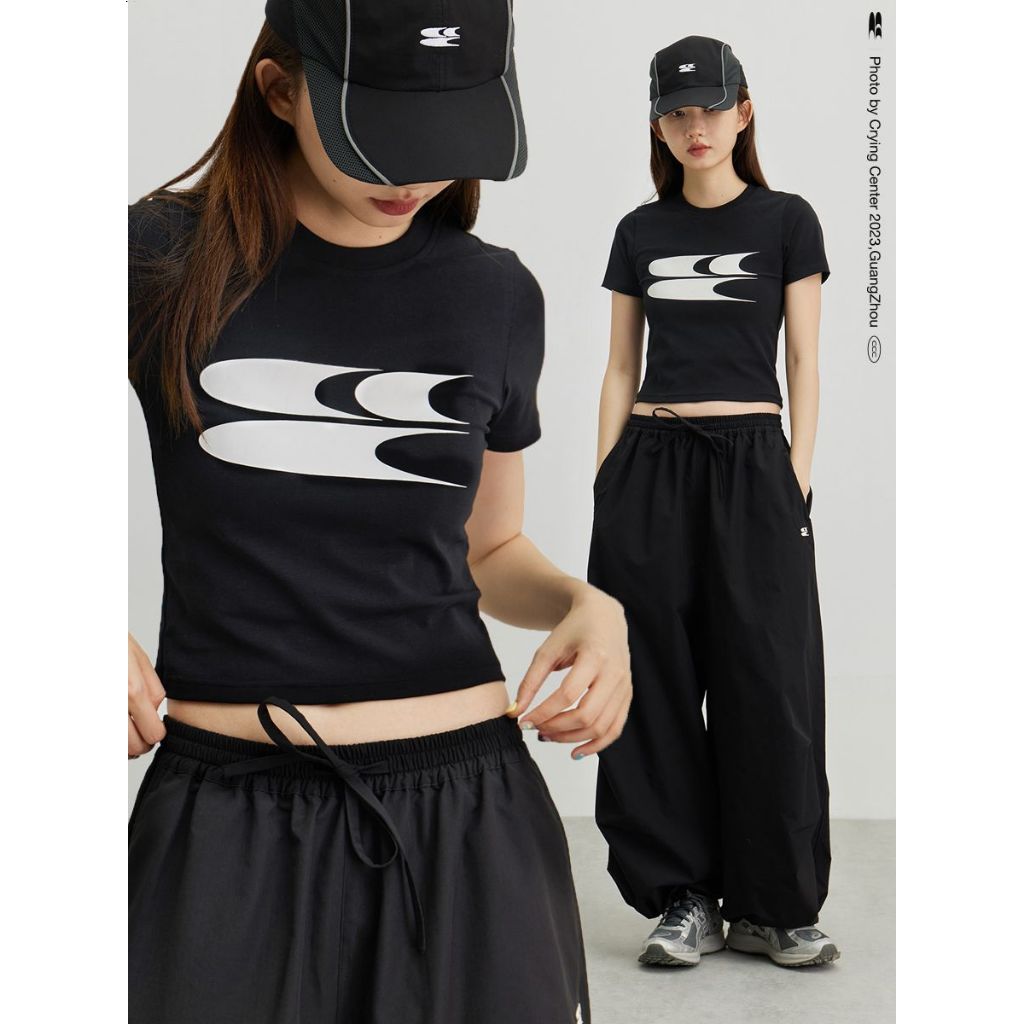 สาวร้อนสั้นเสื้อยืดผู้หญิงฤดูร้อนแขนสั้นแฟชั่นไหล่อย่างเป็นทางการSlim-Fit Cropped Top