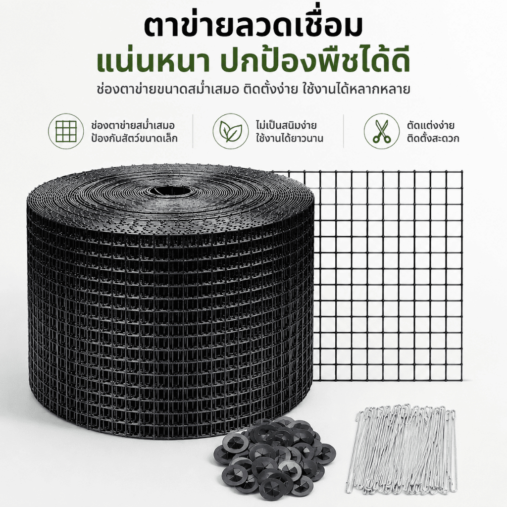 ตาข่ายกันนก แผงโซล่าเซลล์ ยาว 30 เมตร พร้อมตัวล็อค 60 ชุด จัดส่งจากกรุงเทพฯ ประเทศไทย
