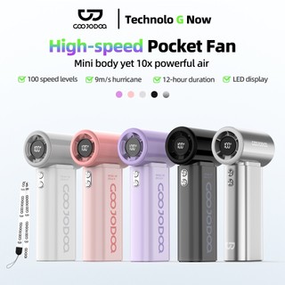 GOOJODOQ Fan GFS007 Turbo Mini Fan Rechargeable Handheld Portable Strong Wind Jet Hand Kids School