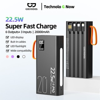 GOOJODOQ 22.5W 20000mAh Wired Powerbank With Built in Cable LED Display Super Fast Charge For Iphone
