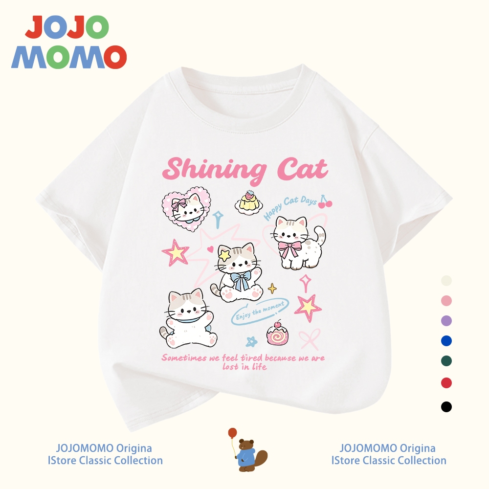 【ส่งในวันเดียวกัน】เสื้อยืดเด็ก เสื้อยืดเด็กผู้หญิง ลายแมวน่ารัก ระบายอากาศดี ใส่สบาย สำหรับเด็ก 1-12 ปี