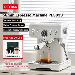 Petrus Espresso Coffee Machine Stainless Steel Coffee Maker 58MM Portafilter Latte Cappuccino PE3833