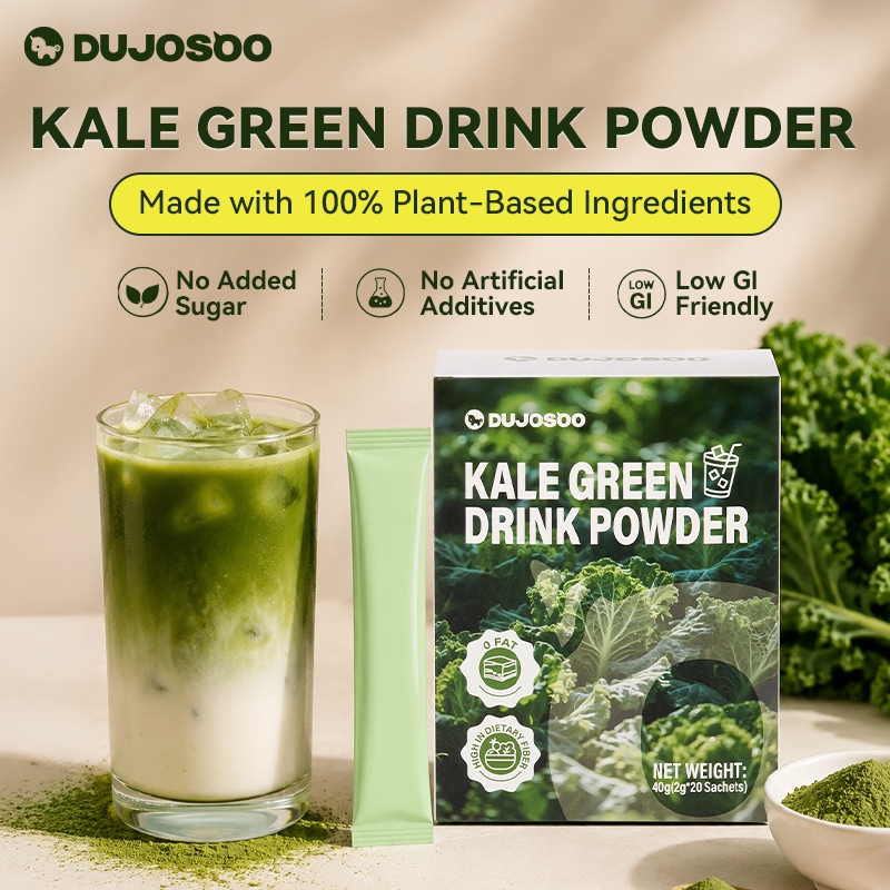 DUJOSOO DUJOSOO Kale Green Juice Powder Low GI ไม่มีสารเติมแต่ง 100% ใยอาหารการต้มเบียร์อาหารทดแทนผงผัก 2g x 20