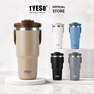 TYESO Tumbler 600-1200ml Large Capacity | 24H Cold Insulated Cup with Handle & Straw | Leakproof Water Bottle for Car Office Home | 01-01022/01023/01024/01025/01026