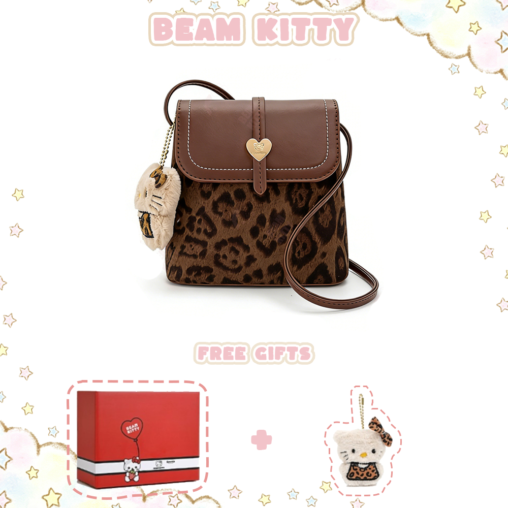 Beam Kitty Tote Bag กระเป๋าผู้หญิงสะพายไหล่คิตตี้ สีชมพู แถมฟรี พวงกุญแจตุ๊กตาน่ารัก+กล่องของขวัญ