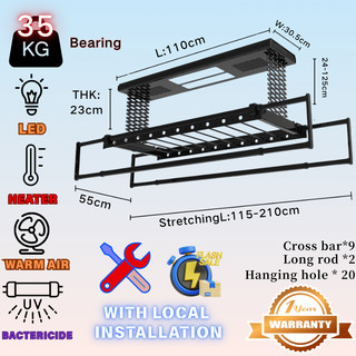 【Local Installation 】Intelligent Electric Lifting Ultra-High Clothes Hanger Home Full Screen Balcony Automatic Telescopic Clothes