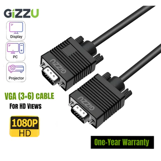 GIZZU 1.8M 1080p 60Hz Vga สาย 3+6 ชุบอะแดปเตอร์วิดีโอสายแปลงสําหรับโปรเจคเตอร์ TV Monitor 1 ปี GCPVV18