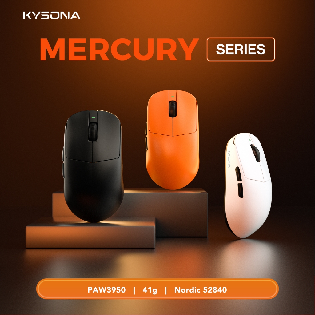 สไตล์ใหม่ KYSONA Mercury Ultra g Ultra Light Gaming Mouse PAW DPI Dual K ไร้สายสามโหมด BT.G Ergonomi