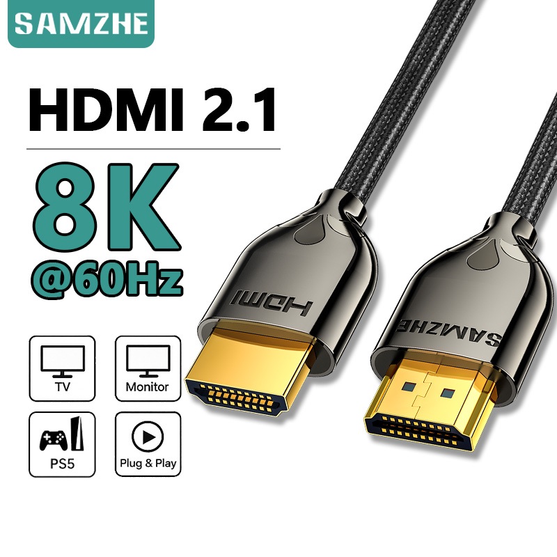 SAMZHE สาย HDMI 2.1 8K60Hz 4K120Hz HDR 48Gbps สำหรับ TV Monitor PC Projector Console รุ่น XEN-05