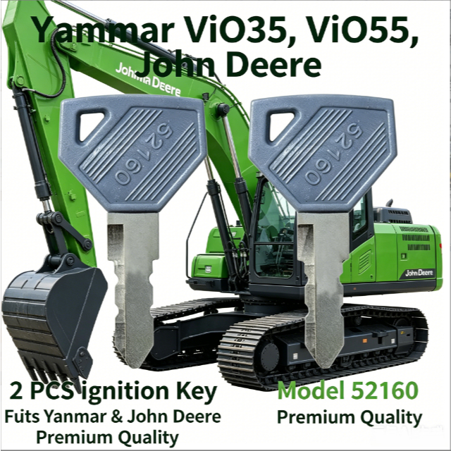 2 ชิ้นสวิตช์จุดระเบิด Key สําหรับ John Deere Yanmar 52160 Excavator อุปกรณ์หนัก Dozer Loader Start Key