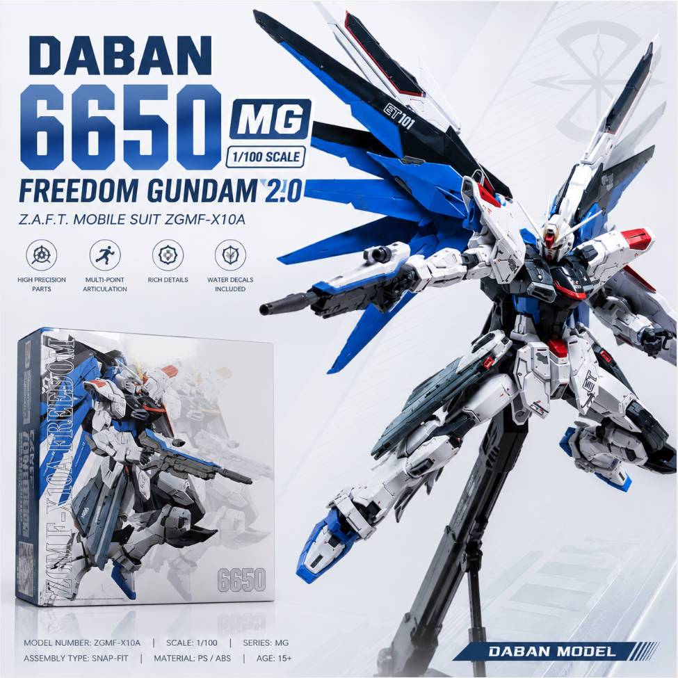 DABAN 6650 Freedom 2.0 เวอร์ชันที่กําหนดเอง | MG 1/100 โมเดลประกอบเมชา | พร้อมขาตั้งและสติ๊กเกอร์สไลด์น้ํา