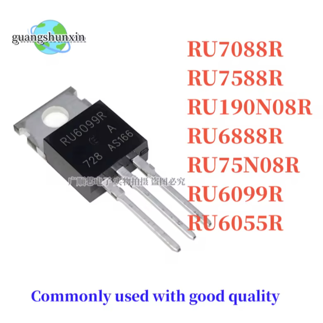 10PCSยี่ห้อ-ใหม่เดิมRU7088R RU7588R RU190N08R RU6888R RU75N08R RU6099R RU6055R TO-220 RU6888 RU6099 