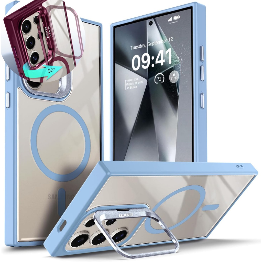 สําหรับเคส Samsung S25 Ultra พร้อมขาตั้งโลหะกล้อง S25+/S25Plus ฝาครอบการชาร์จแม่เหล็กพิเศษเคส S25 ป้องกันการตก