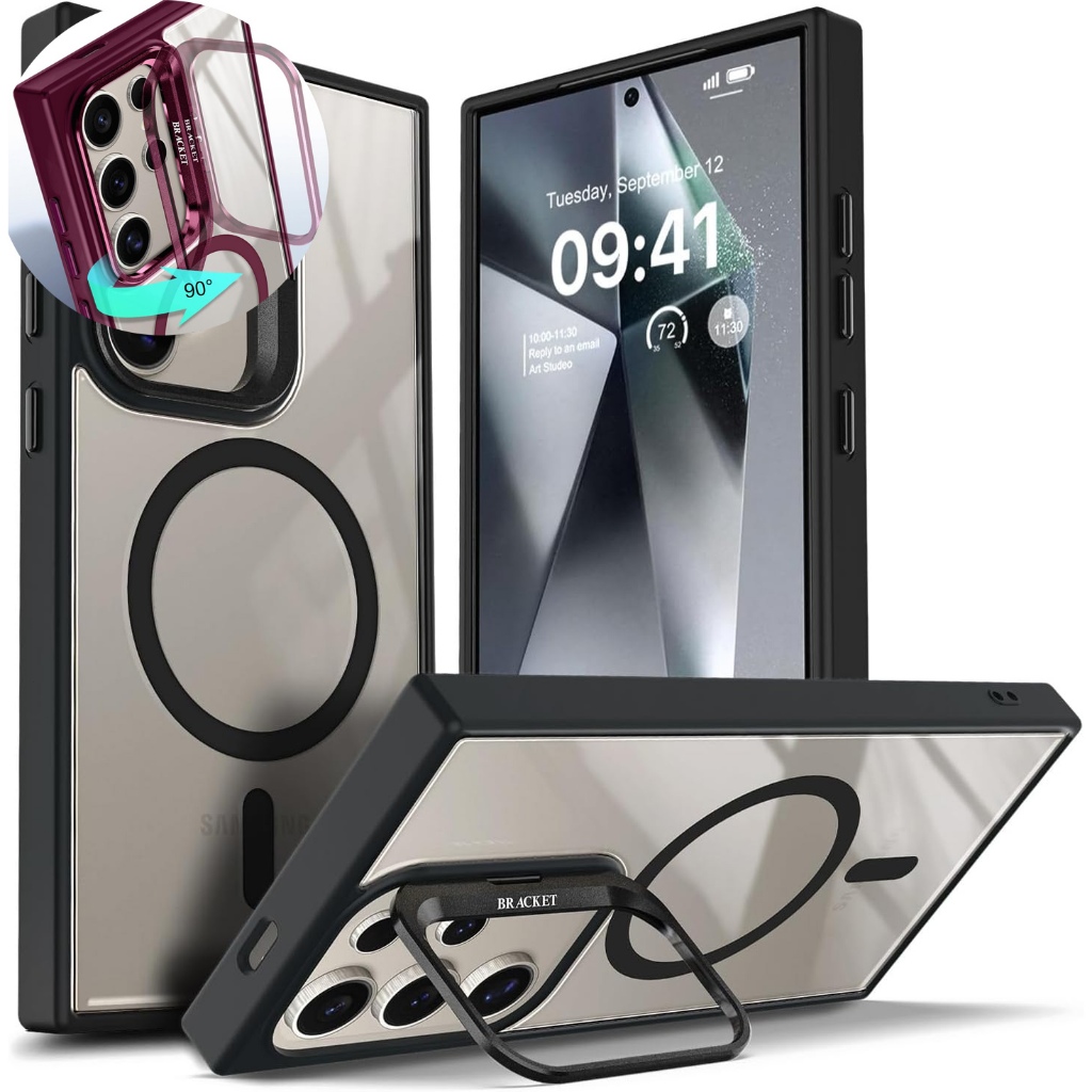 สําหรับเคส Samsung S26 Ultra พร้อมขาตั้งโลหะกล้อง S26+/S26Plus ฝาครอบการชาร์จแม่เหล็กซุปเปอร์เคส S26 ป้องกันการตก