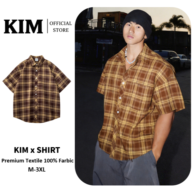 ฤดูร้อนบางหลวมหล่อถนนสวมเสื้อลายสก๊อตอินเทรนด์