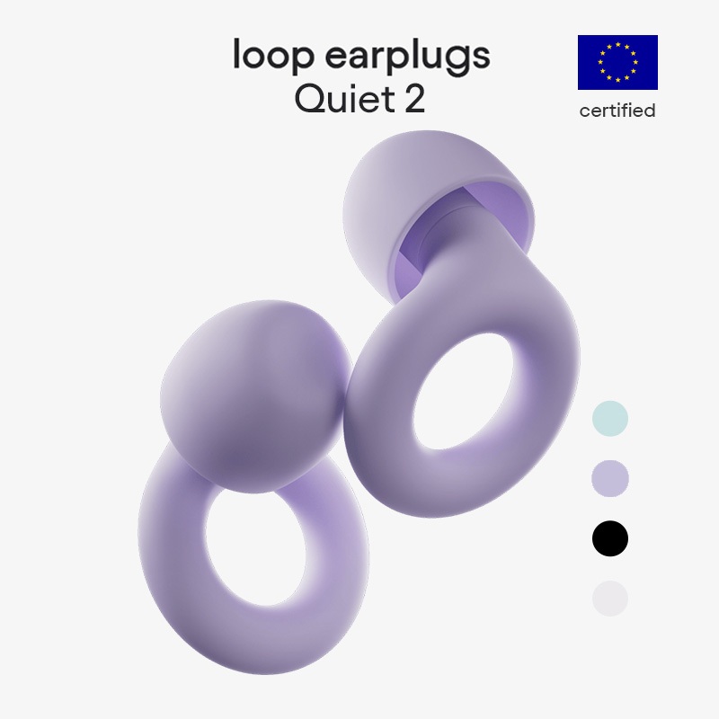 Loop Quiet 2 - ที่อุดหูลดเสียงรบกวน (-24dB) สําหรับการนอนหลับโฟกัส การศึกษา ความไวเสียงรบกวน และการเดินทาง - การป้องกันการได้ยินแบบนิ่มพิเศษ ใช้ซ้ําได้ - 4 ขนาด (XS-L)