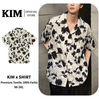 เสื้อเชิ้ตแขนสั้นลําลอง ทรงหลวม ลายดอกไม้ เหมาะกับเดินชายหาด แฟชั่นฤดูร้อน สไตล์ฮาวาย เสื้อเชิ้ตผู้ชาย