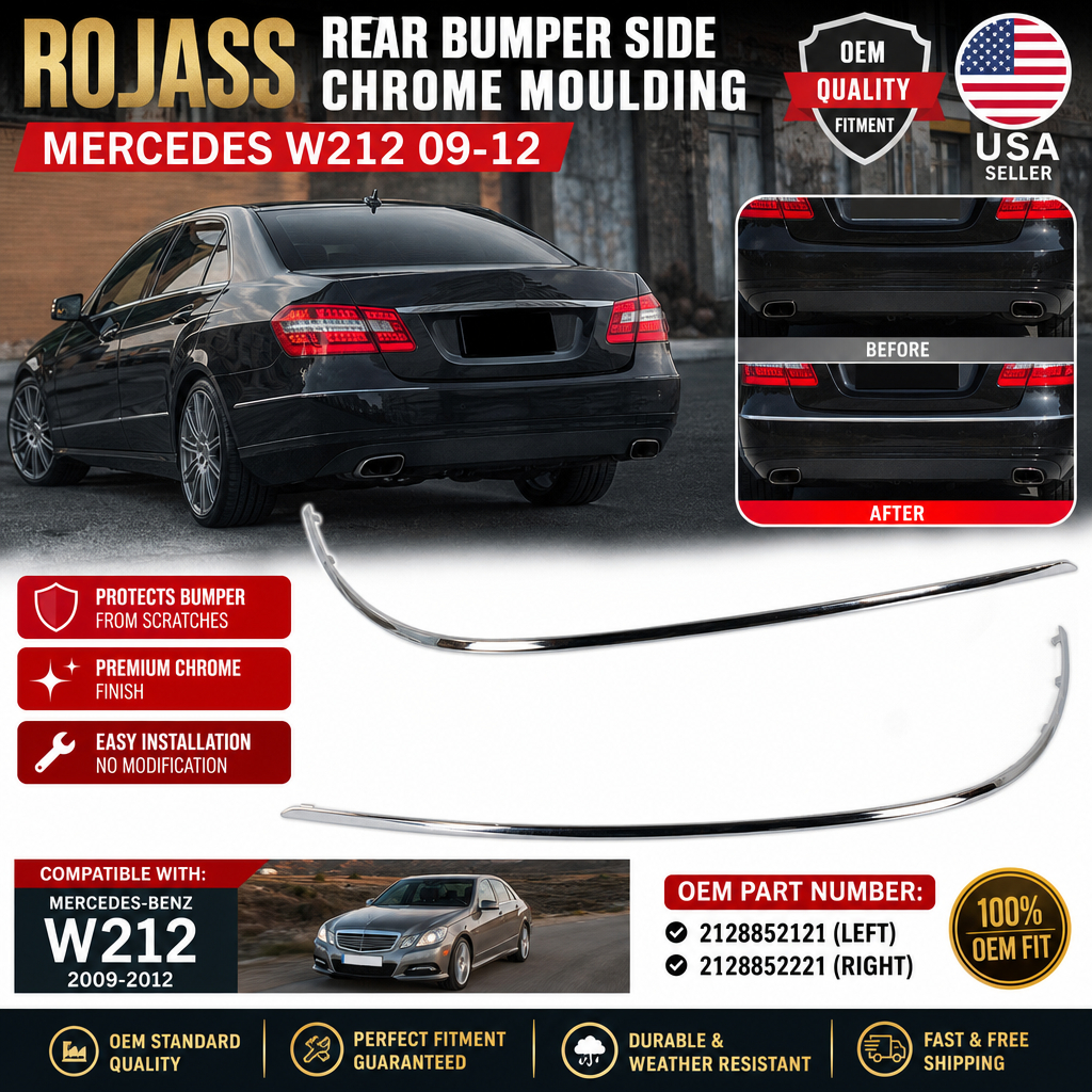 ROJASS ด้านหลังด้านข้าง CHROME MOULDING MERCEDES W212 09-12 ซ้ายขวา OEM