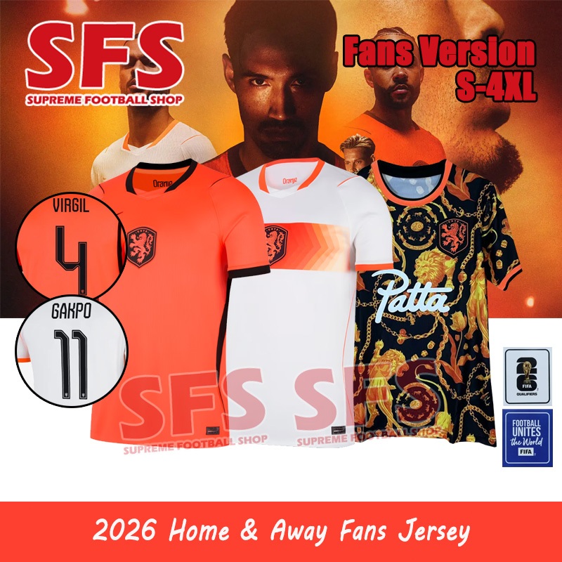 SFS คุณภาพสูง 2026 เนเธอร์แลนด์ Jersey Men Holland Football Soccer Jersey Sport Top แฟนรุ่น S-4XL