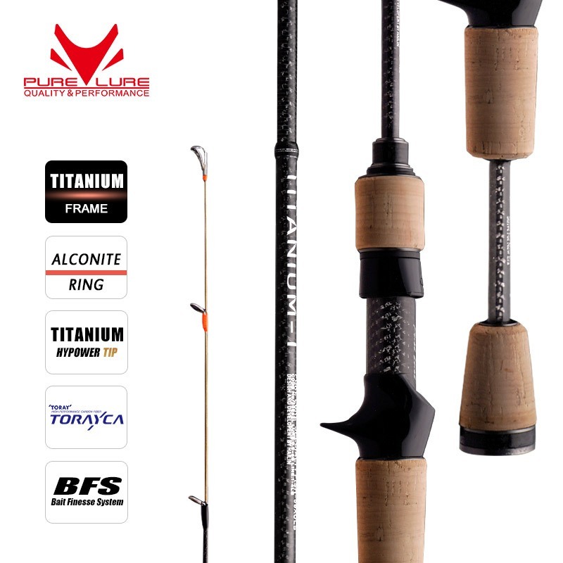Purelure Titanium-T XUL BFS Rod 0.5-6g เหยื่อน้ําหนัก 5FT 6FT Perch Trout Bass Spinning Casting Titanium Guide Bracket F MF Action