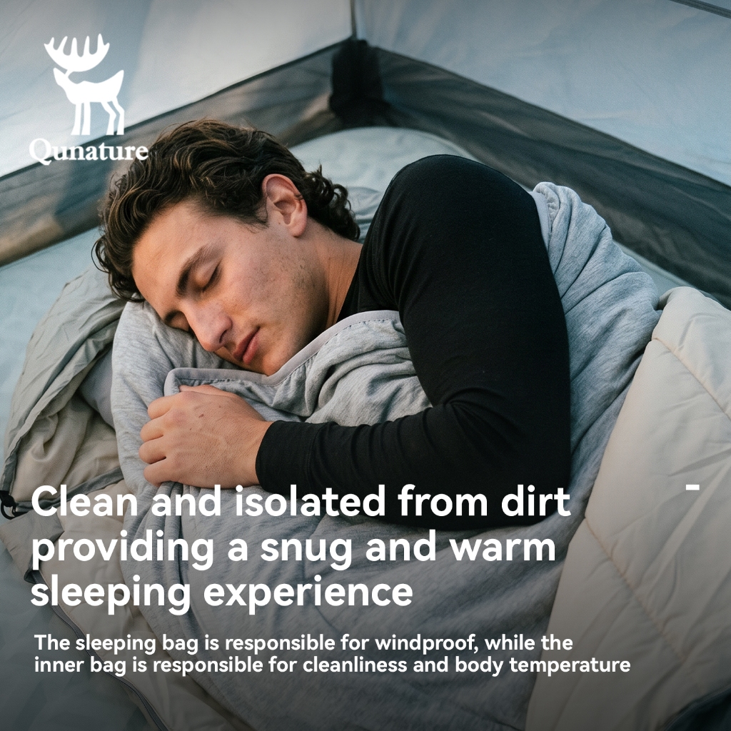 Quature ถุงนอนแบบพบพาตั้งแคมป์ น้ำหนับเบา สําหรับ Camping Hotels & Backpacking Trips — صورة 6
