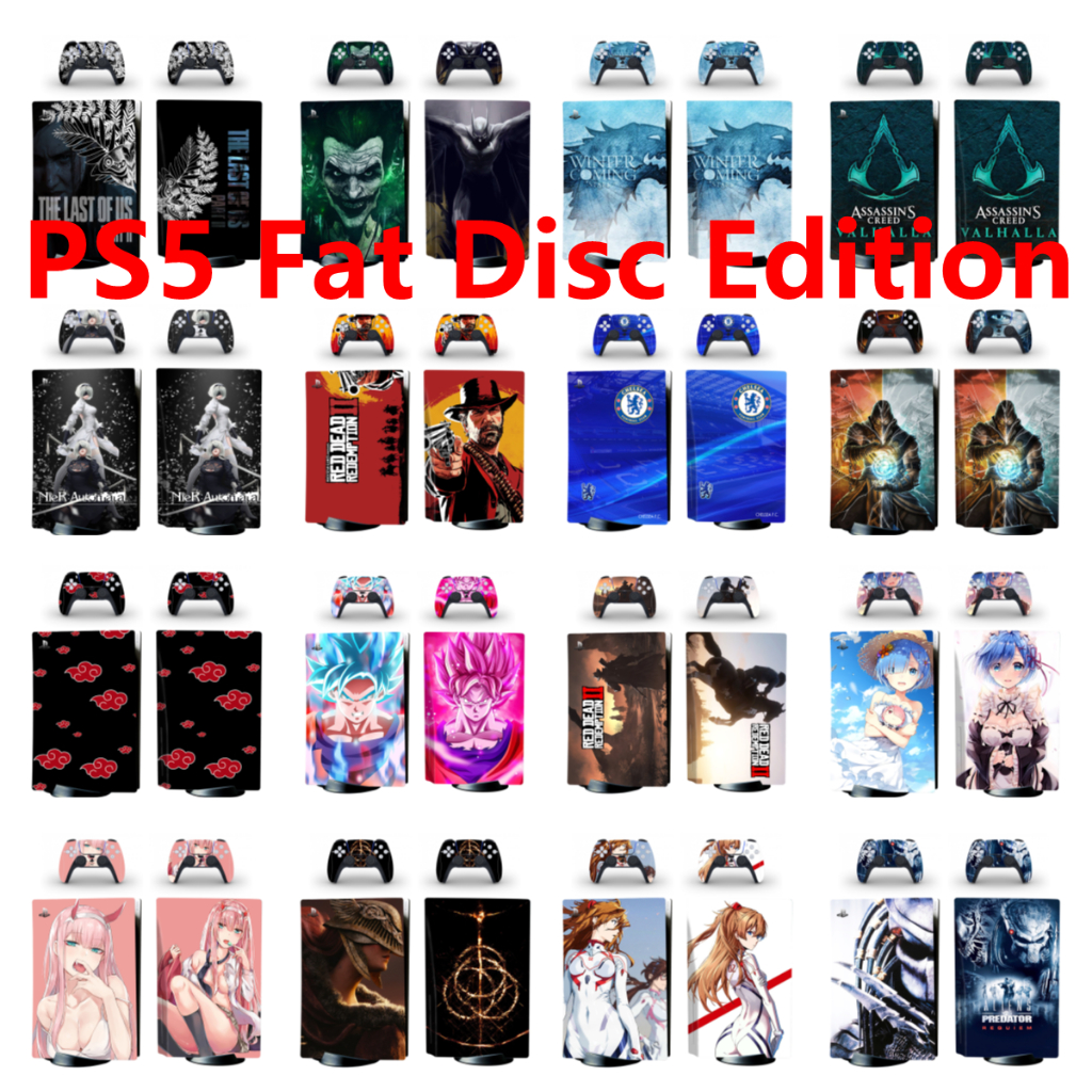 100 สีผิวชุดสติกเกอร์ใช้งานร่วมกับ Sony Playstation 5 Fat Disc Edition ไวนิล Decal Wrap ฟิล์มป้องกัน