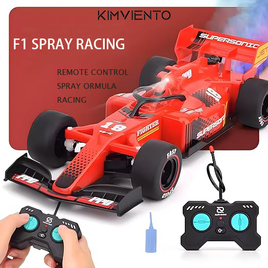 KIMVIENTO F1 Spray Wireless Remote-Controlled Car, RC Racing Toy Model, Cool Birthday Gift for Boys 