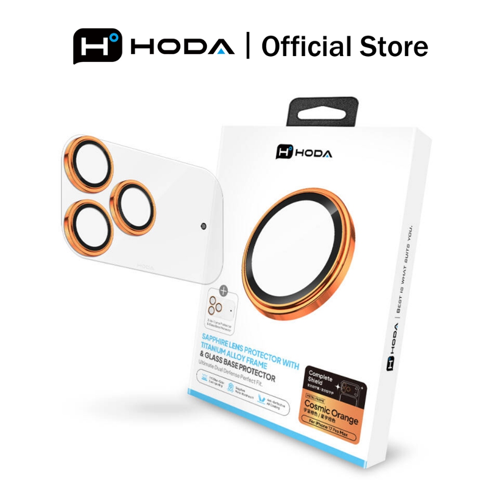 HODA iPhone 17 Pro Max กล้องหลัง Sapphire เลนส์ฟิล์มป้องกันพร้อมฐานสติกเกอร์การออกแบบแบบบูรณาการทนต่อการสึกหรอรอยขีดข่วนและทนต่อลายนิ้วมือ